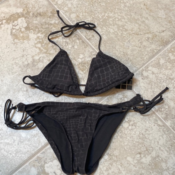 Black animal reptile skin bikini - Picture 1 of 1
